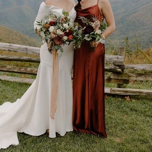 Revelry Billie Satin Dress in Cinnamon Rose